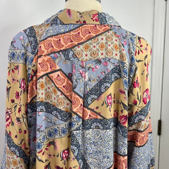 Christian Siriano Women's Top New York Button Up Patchwork Shirt Artsy Size L - Picture 9 of 16
